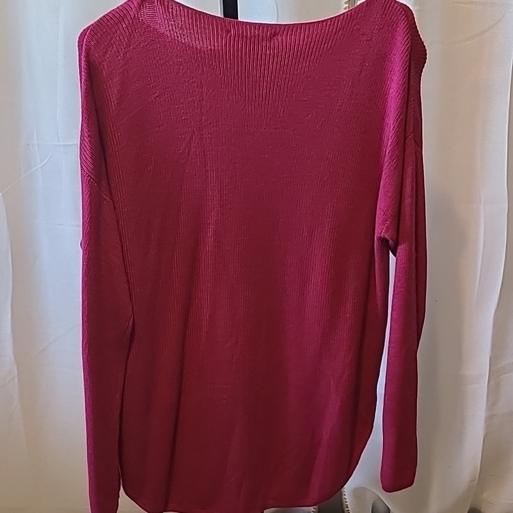 Chelsea & Theodore Cashmere Blend Sweater Fuchsia Sweater Women’s Size L Soft - Picture 4 of 4